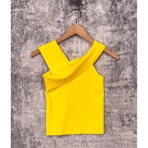 Alice + Olivia Arletta Top Small Womens Yellow Off Shoulder Heavy Knit